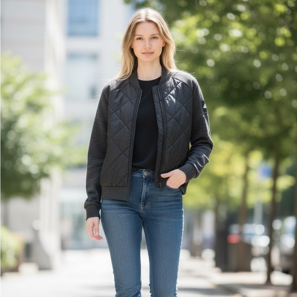 Adidas Black Quilted Bomber Jacket
